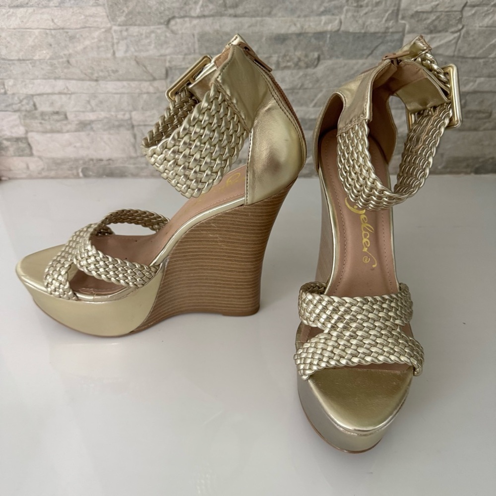 Gold Wedge Sandals